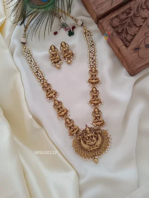 Traditional lakshmi pearl bridal haram