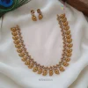 Beautiful mango peacock design AD necklace