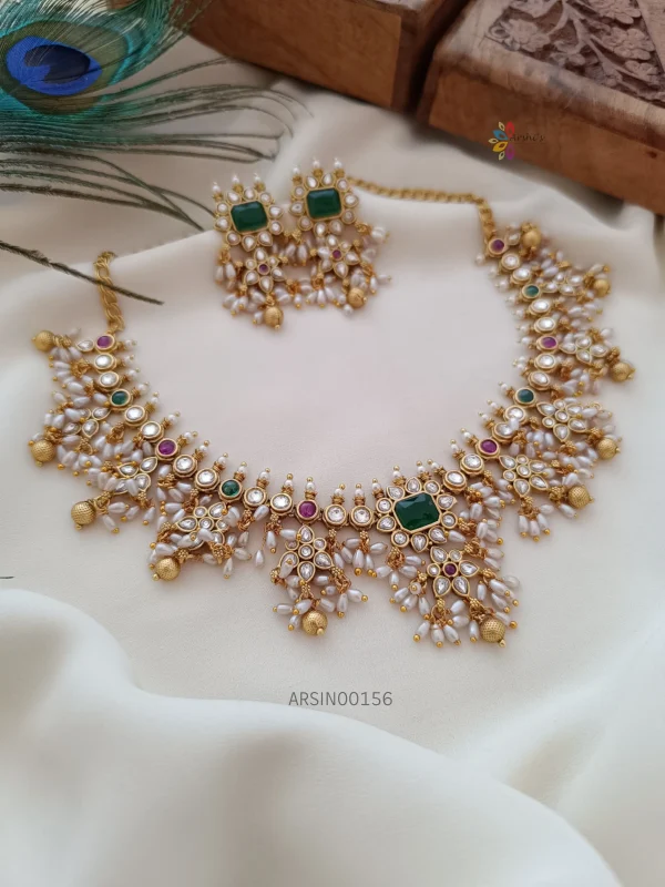 Beautiful rice bead guttapusalu necklace