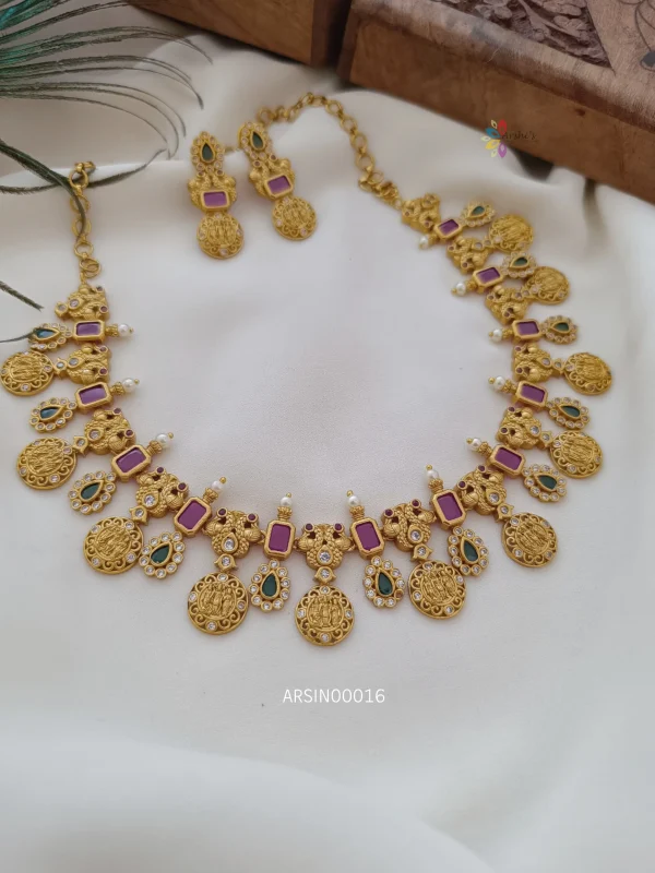 Ramparivar Ruby And Green Stone Necklace