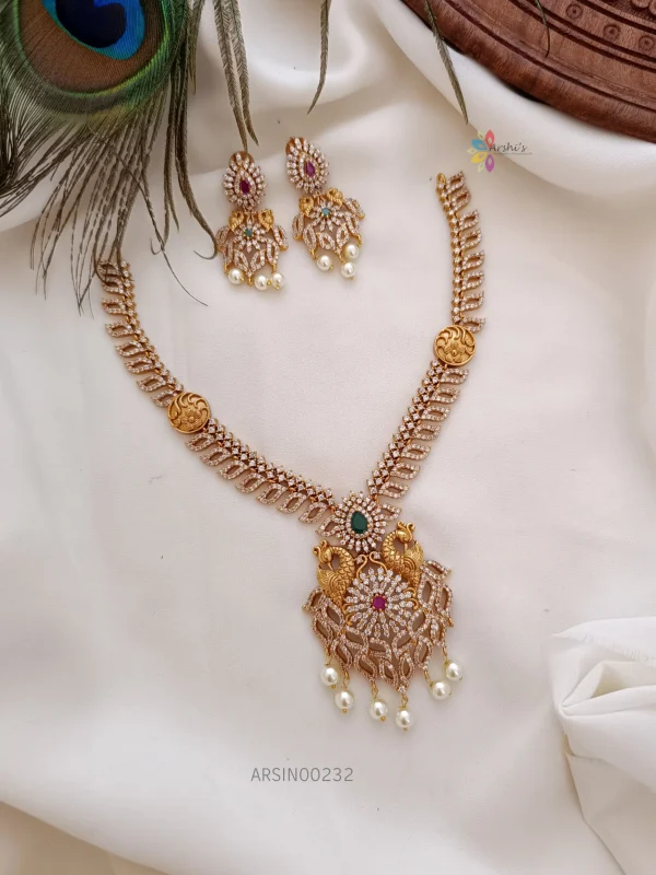 Gorgeous AD Stone Peacock Necklace