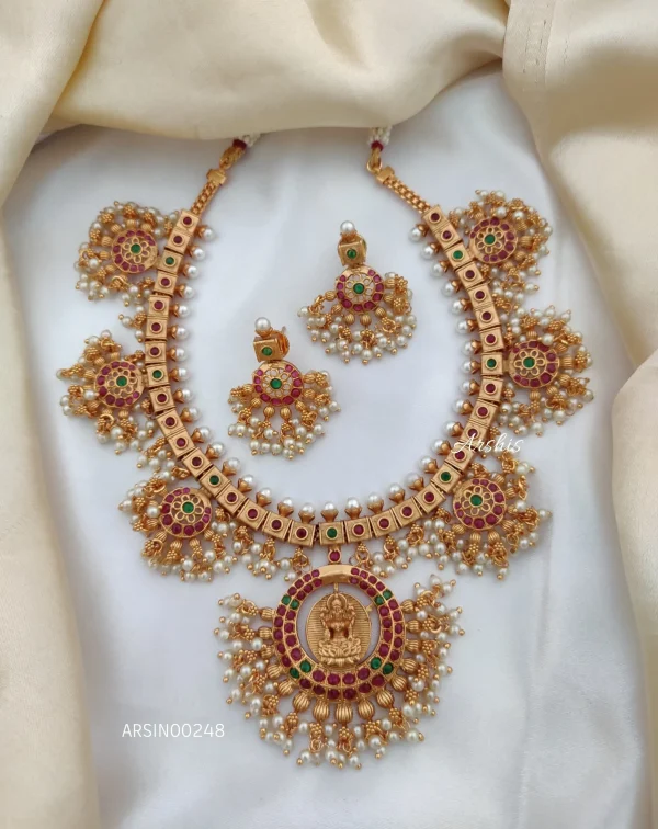 Grand Matte Temple Guttapusalu Necklace