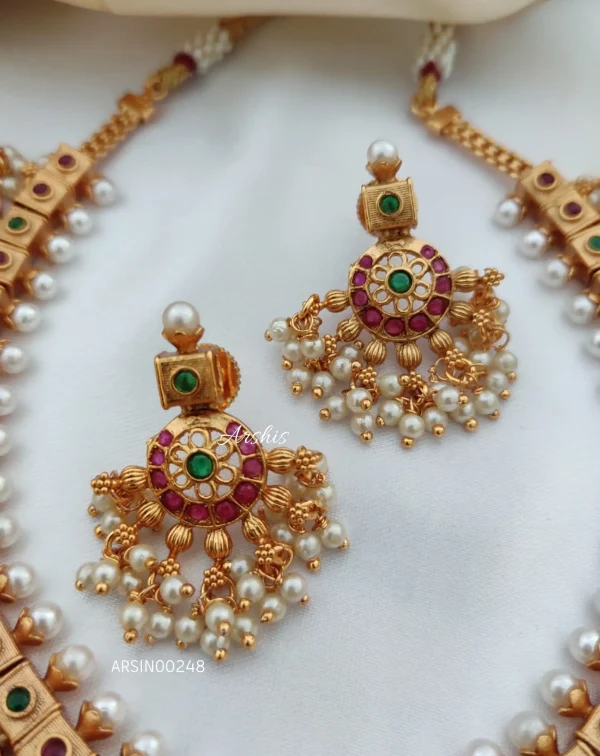 Grand Matte Temple Guttapusalu Necklace
