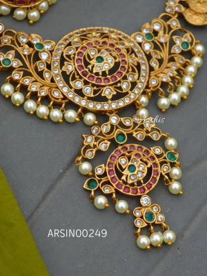 Lakshmi Coin Peacock Design AD Necklace