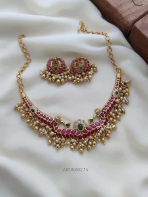 Peacock Gold Drop Kemp Necklace