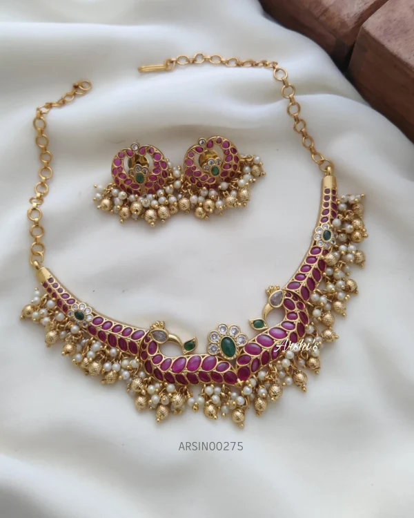 Peacock Gold Drop Kemp Necklace