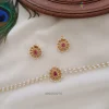 Simple Red Stone Rice Pearl Choker