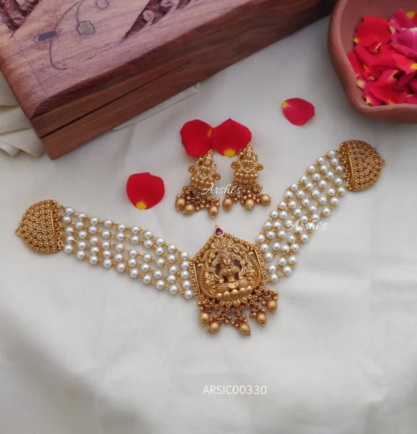 White Pearl Lakshmi Matte Choker