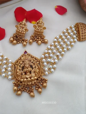 White Pearl Lakshmi Matte Choker