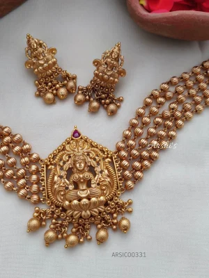 Gold Pearl Lakshmi Matte Choker