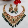 AD Multi Stone Necklace With Green Beads