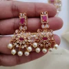 AD Ruby Stone With Pearls Necklace
