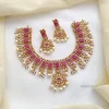 AD Ruby Stone With Pearls Necklace