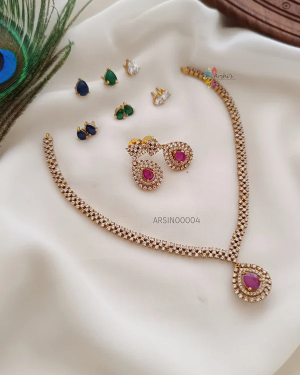 Trendy color changable AD stone necklace