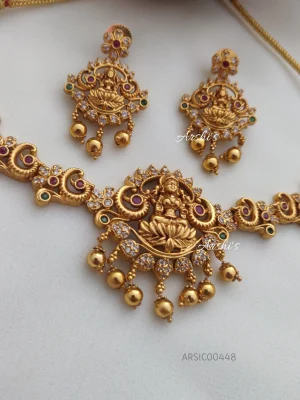 Traditional Peacock Temple Lakshmi Choker