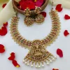 Traditional Temple Lakshmi Red And Green Necklace