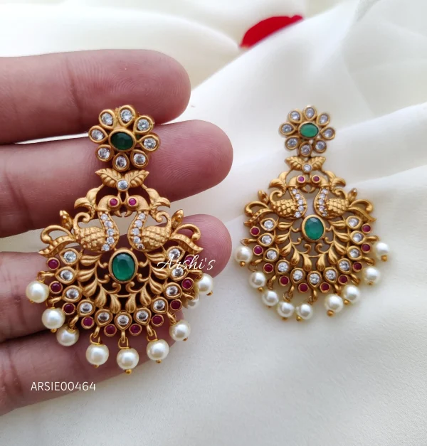 Imitation Dual Peacock Design Chandbali Earrings