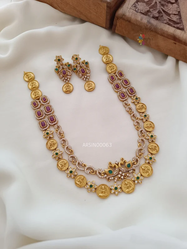Two Layer Matte AD Lakshmi Coin Necklace