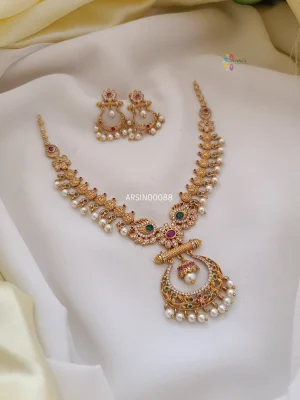 Lakshmi AD Pearl Chandbali Necklace
