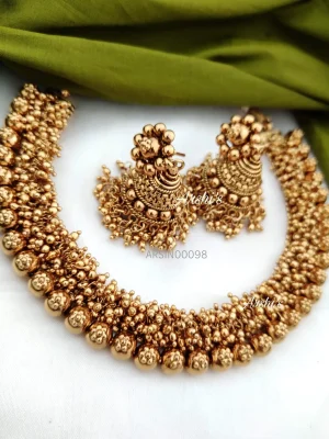 Antique Gold Cluster Bead Necklace