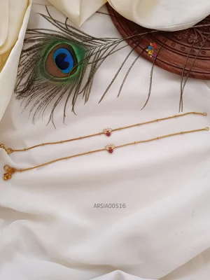 Flower Design AD Stone Anklets