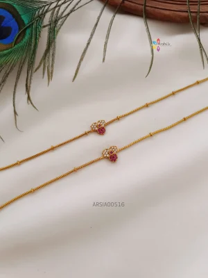 Flower Design AD Stone Anklets