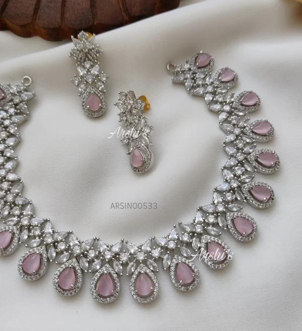 Trendy Pale Pink Rodium Polish Necklace