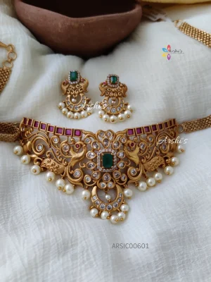 AD Stone Peacock Design Choker