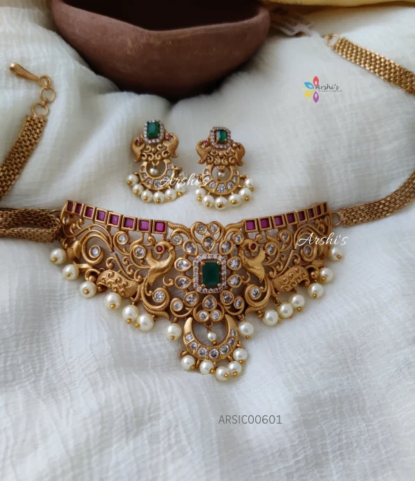 AD Stone Peacock Design Choker