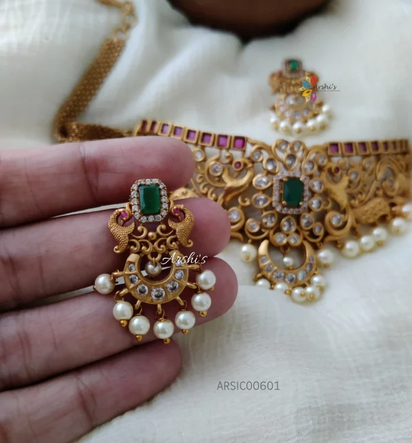 AD Stone Peacock Design Choker