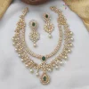 Diamond Alike AD Green Stone Necklace