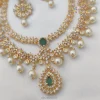 Diamond Alike AD Green Stone Necklace