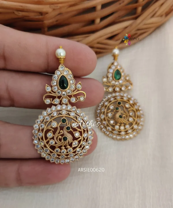 Imitation Peacock Green AD Stone Earrings