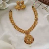 Gold Alike Green and White Stone Necklace