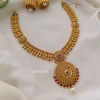 Gold Alike Green and White Stone Necklace