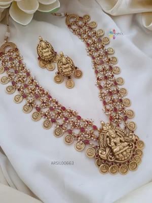 Bridal Lakshmi Pendant Kasumalai Long Necklace