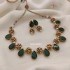 Green Stone Gold Ball Necklace