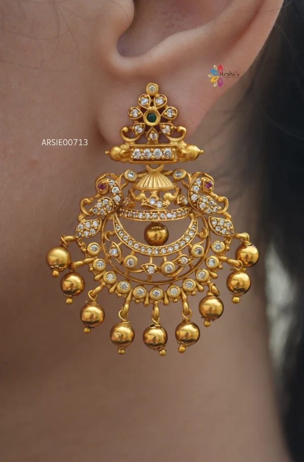 Gold Drop AD Chandbali Earrings