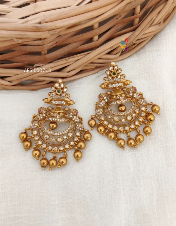 Gold Drop AD Chandbali Earrings