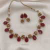 Red Stone Gold Ball Necklace
