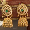 Gold Bead AD with Green Stone Jhumka