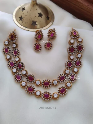 Two Layered Design Real Kemp Necklace