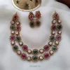 Two Layered Real Kemp And Green Necklace