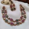 Two Layered Real Kemp And Green Necklace