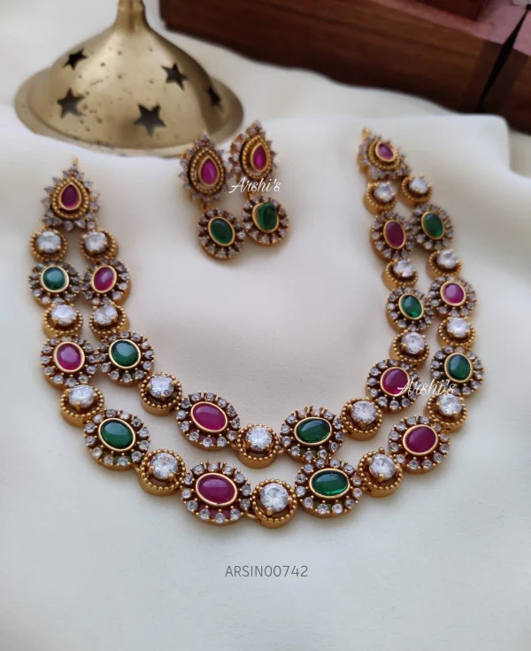 Two Layered Real Kemp And Green Necklace