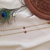 Simple Red and Green Stone Anklets