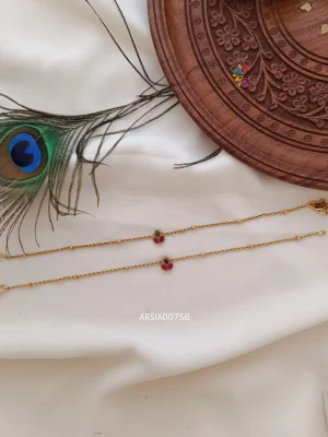 Simple Red and Green Stone Anklets
