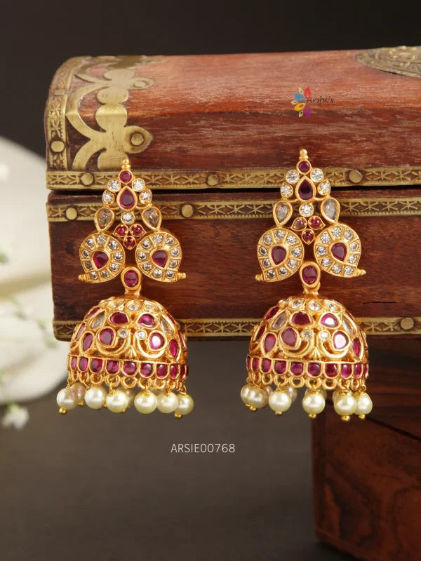 Mango Design Red Stone Earrings
