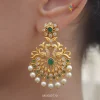 Peacock Emerald Stone Chandbali Earrings