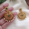 Peacock Emerald Stone Chandbali Earrings